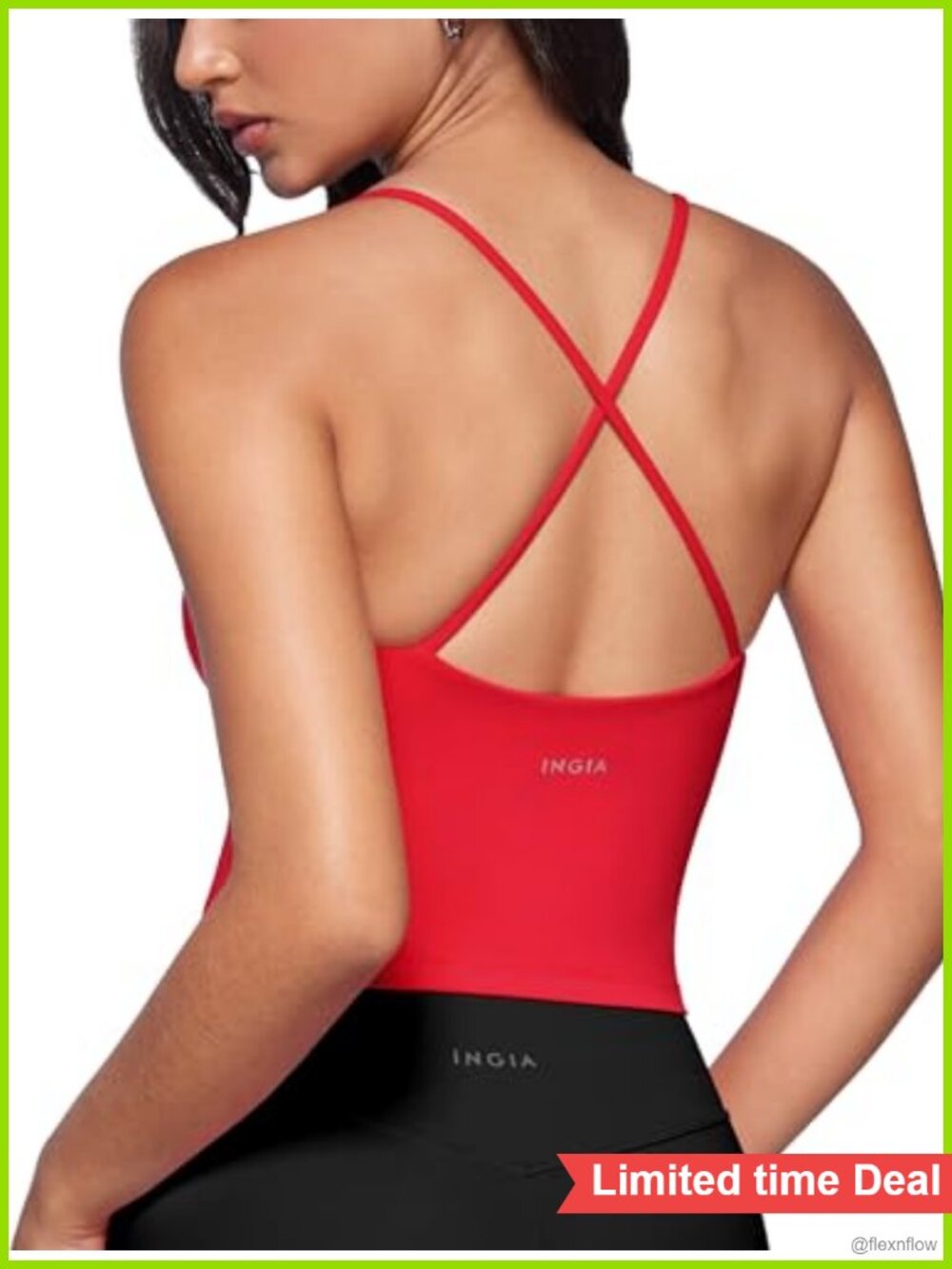 Scoop Neck Tank Top Built in Bra Criss Cross Back Cropped Yoga